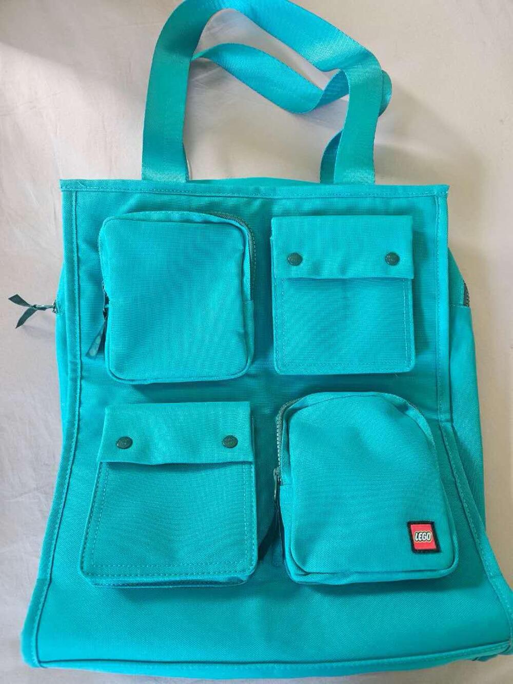 LEGO x Target Utility Cargo Pocket Tote Bag Turquoise Blue Laptop Carryall